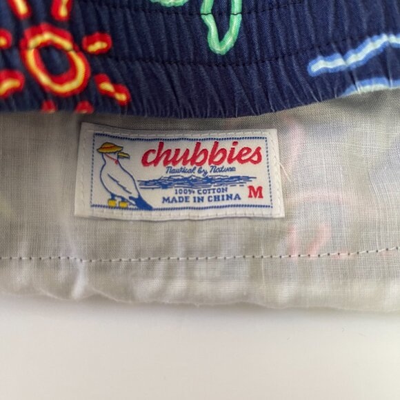 Women's CHUBBIES Neon Sign Print Pull On Beach Shorts Size Medium M - Picture 2 of 3